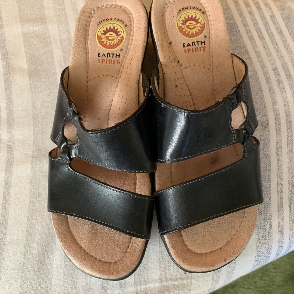 Earth Spirit Black Slide Sandals